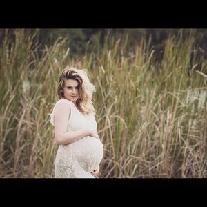 Free People White lace gown